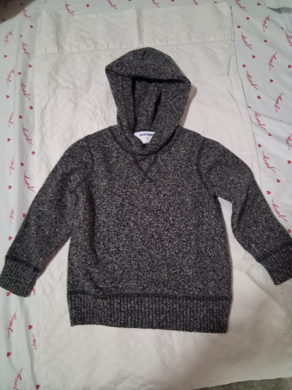Old Navy Men's Charcoal Marled Zip-Up Hoodie Sweater
